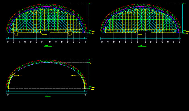 广汉跨度110米，拱高35_7米煤棚网架